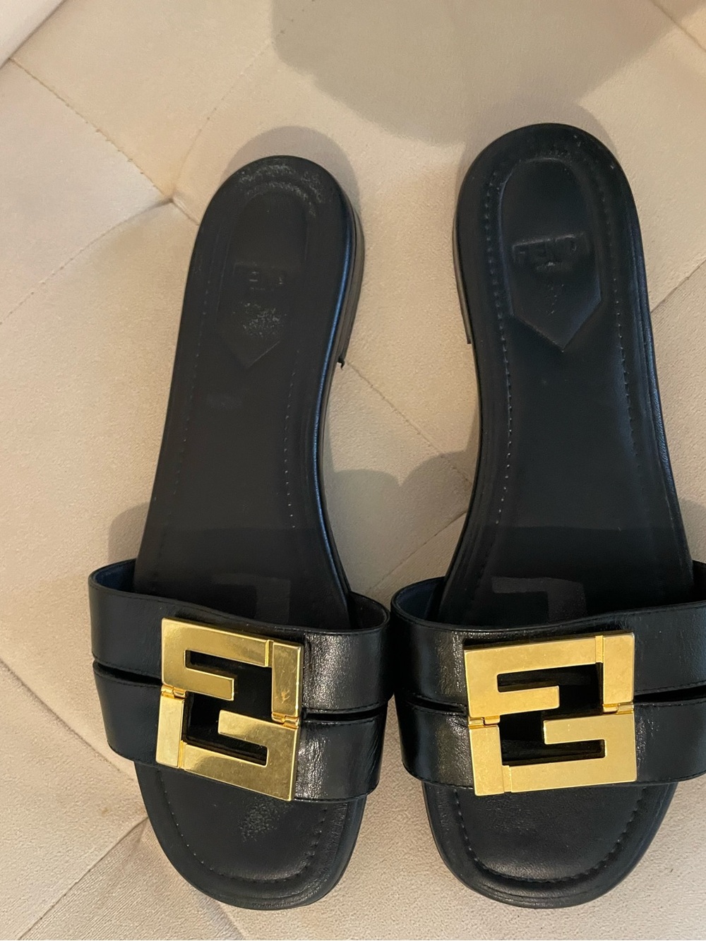 Fendi FFold Leather Flat Sandals Black size 36 / 6 - Picture 6 of 9